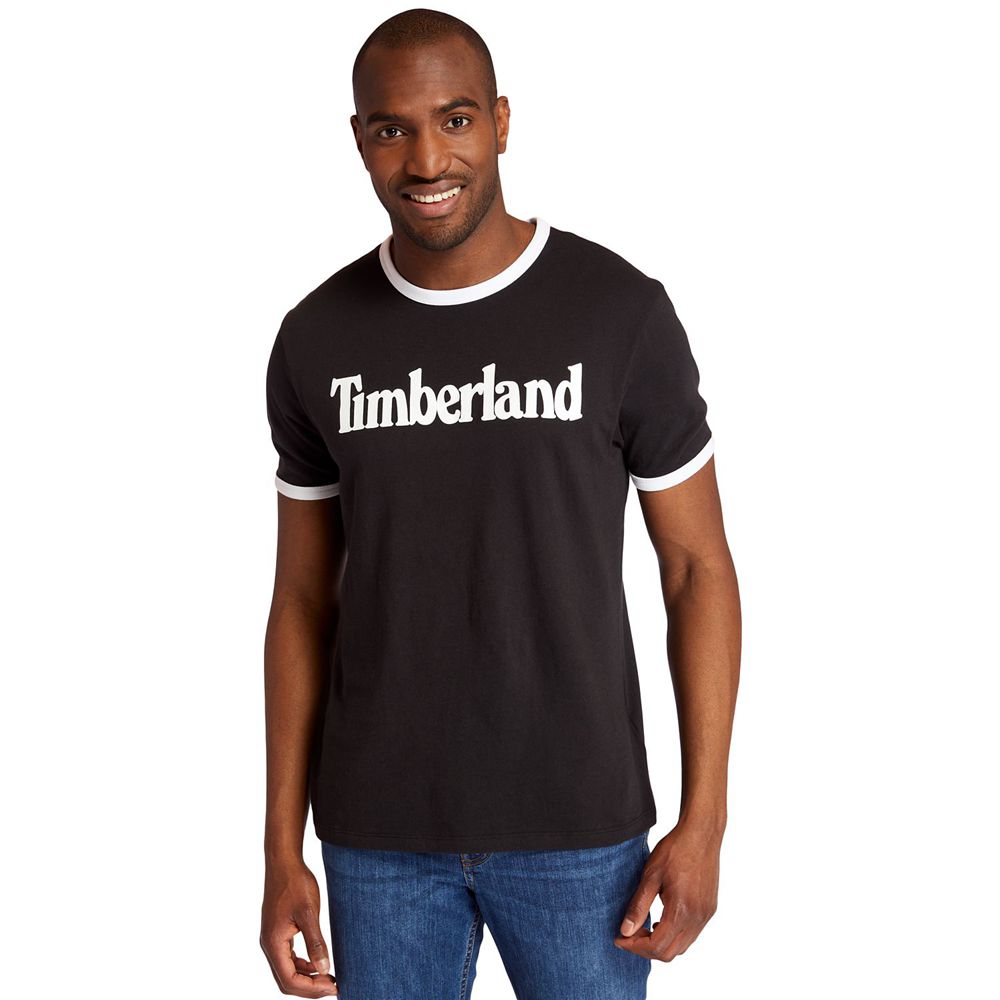Camisetas Masculino - Timberland Tbl® Linear Logo Ringer - MEQIX0471 - Pretas